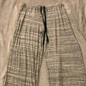 grey and white pajama pants